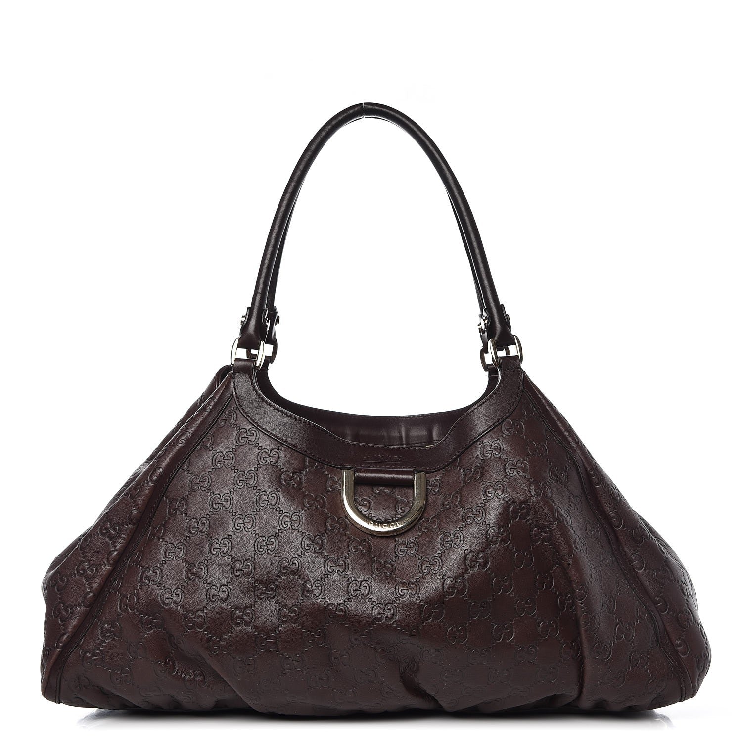 Gucci Guccissima Large D Gold Ring Shoulder Bag Chocolate 1 of 11