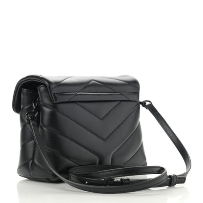 Saint Laurent Calfskin Y Quilted Monogram Monochrome Toy Loulou Crossbody Bag Black 2 of 10