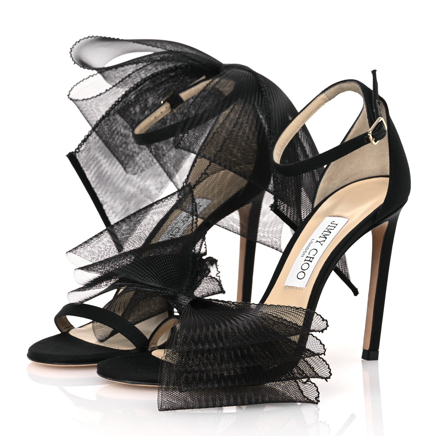 Jimmy Choo Grosgrain Aveline Bow 100 Sandals 39 Black 4 of 9