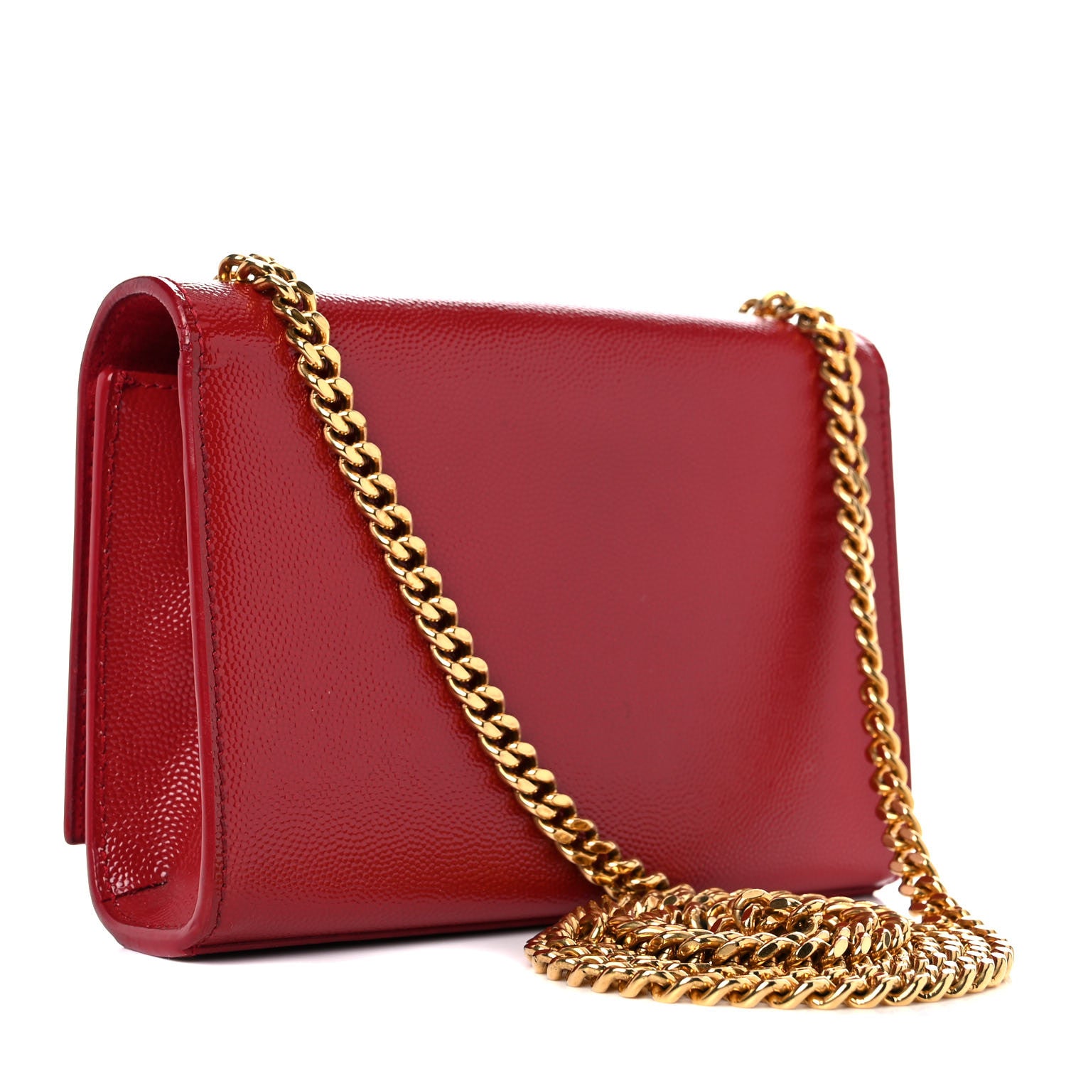 Saint Laurent Grain De Poudre Small Monogram Kate Satchel Red 3 of 12
