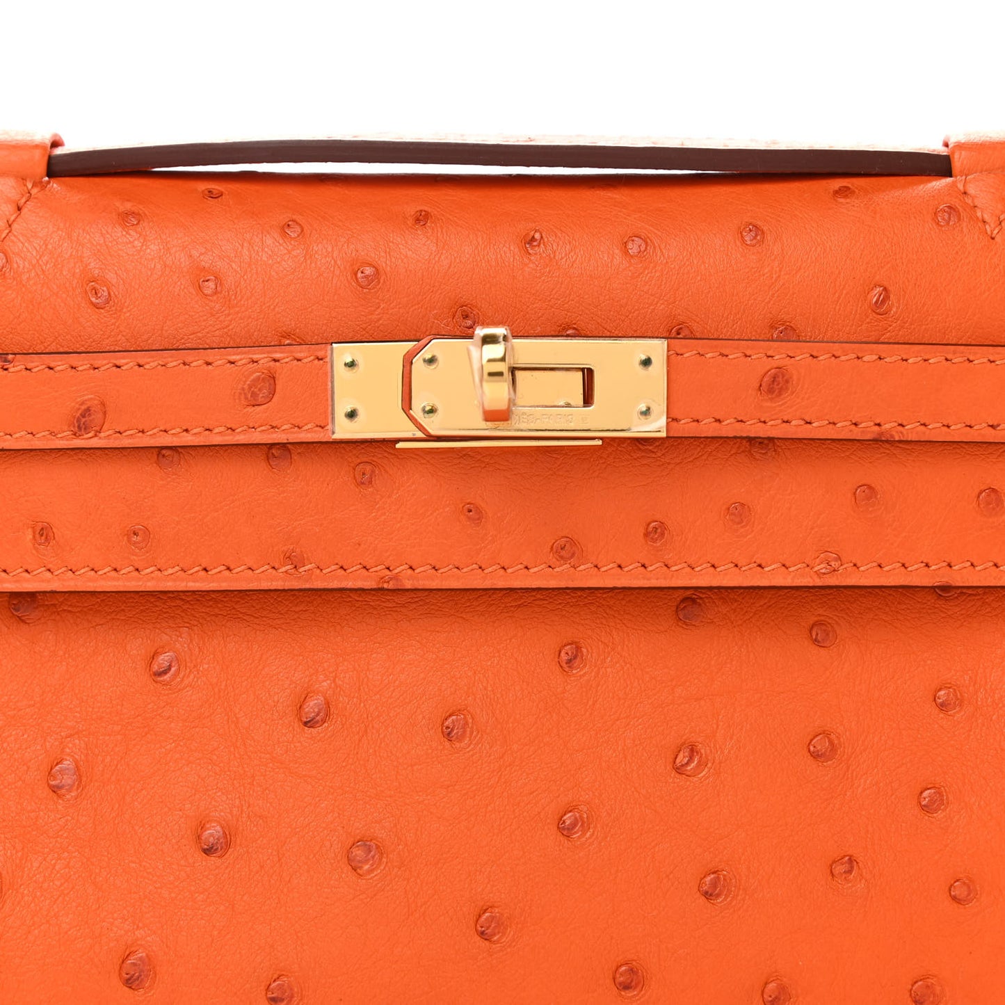 Ostrich Kelly Pochette Tangerine