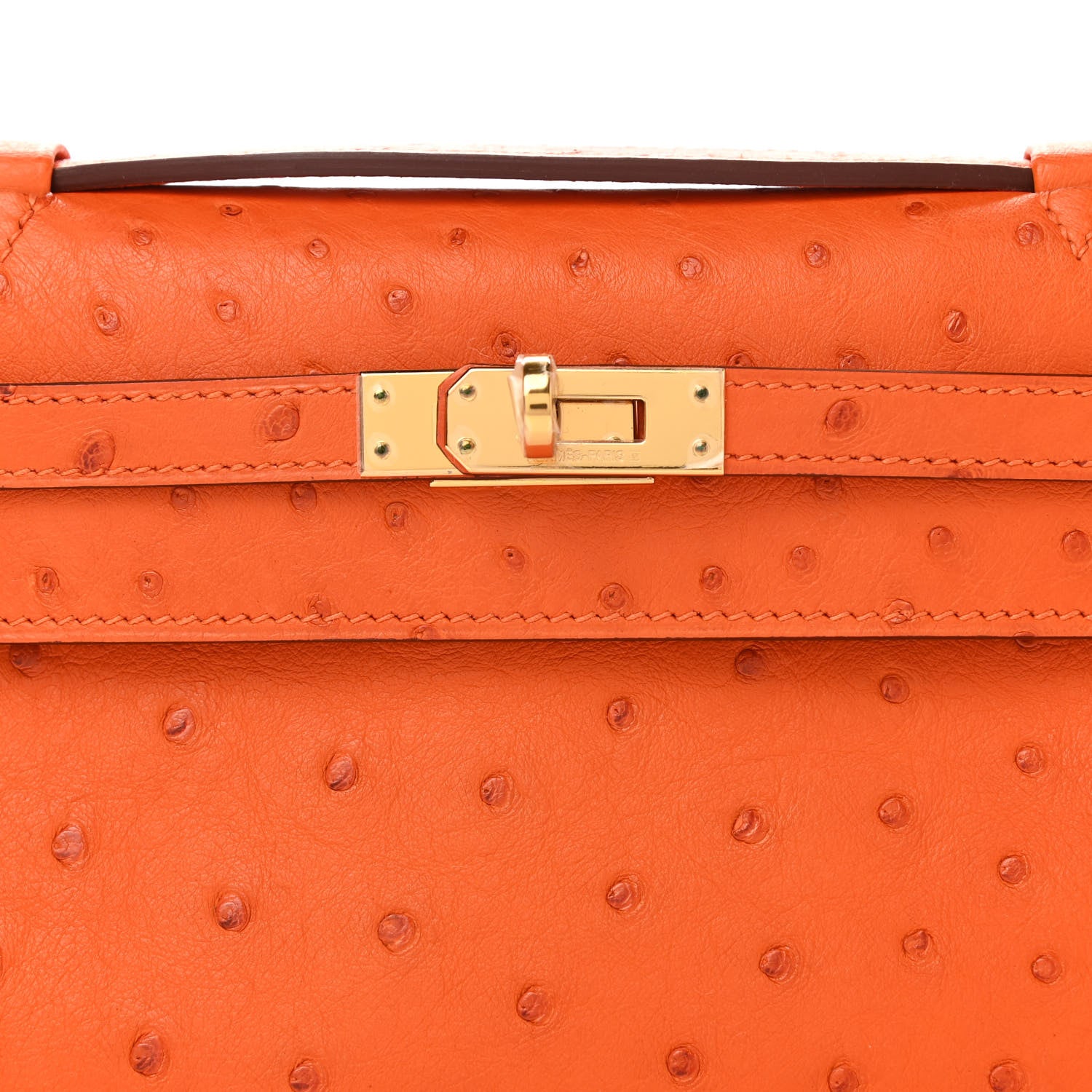 Hermes Ostrich Kelly Pochette Tangerine 6 of 9