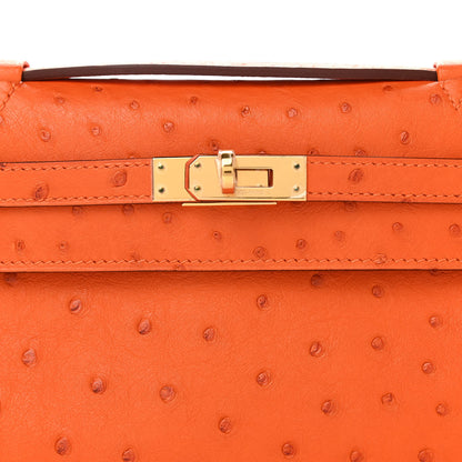 Hermes Ostrich Kelly Pochette Tangerine 6 of 9