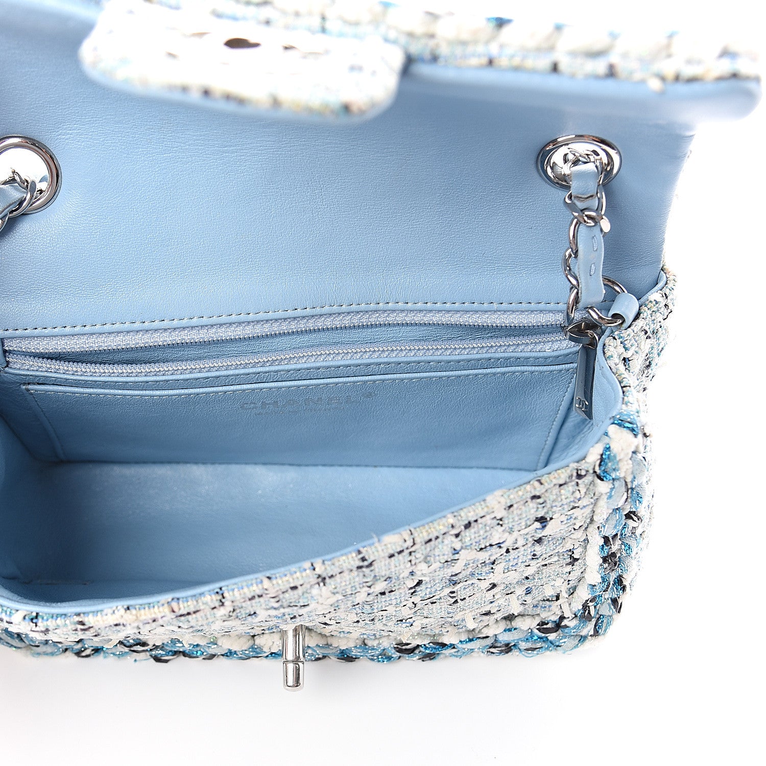 Chanel Tweed Braid Mini Flap Blue White Navy 4 of 9