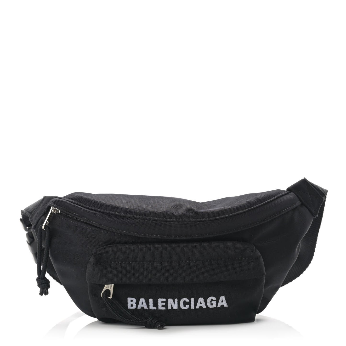 Sport Nylon Logo Embroidered Wheel Belt Bag Black White