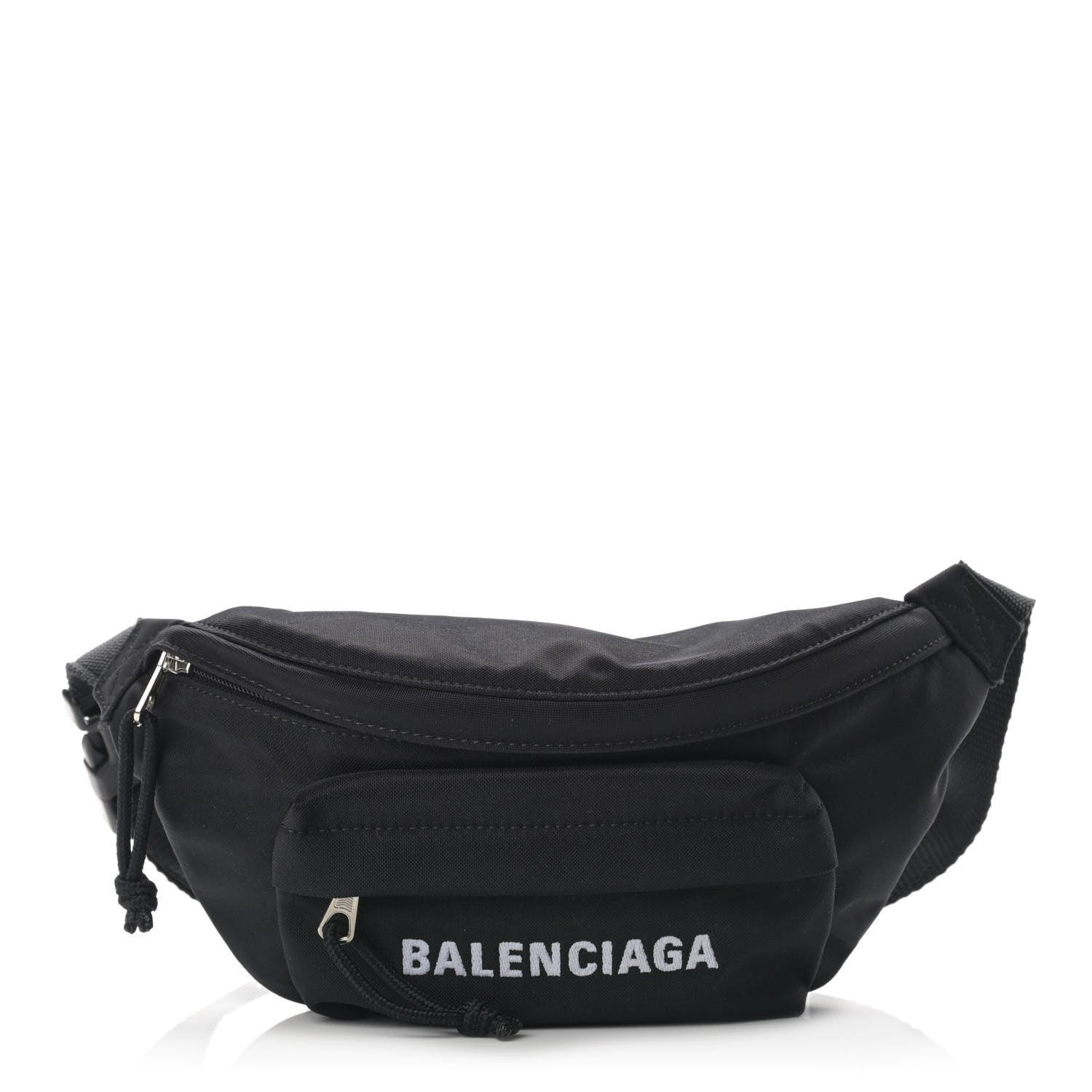 Balenciaga Sport Nylon Logo Embroidered Wheel Belt Bag Black White 1 of 10