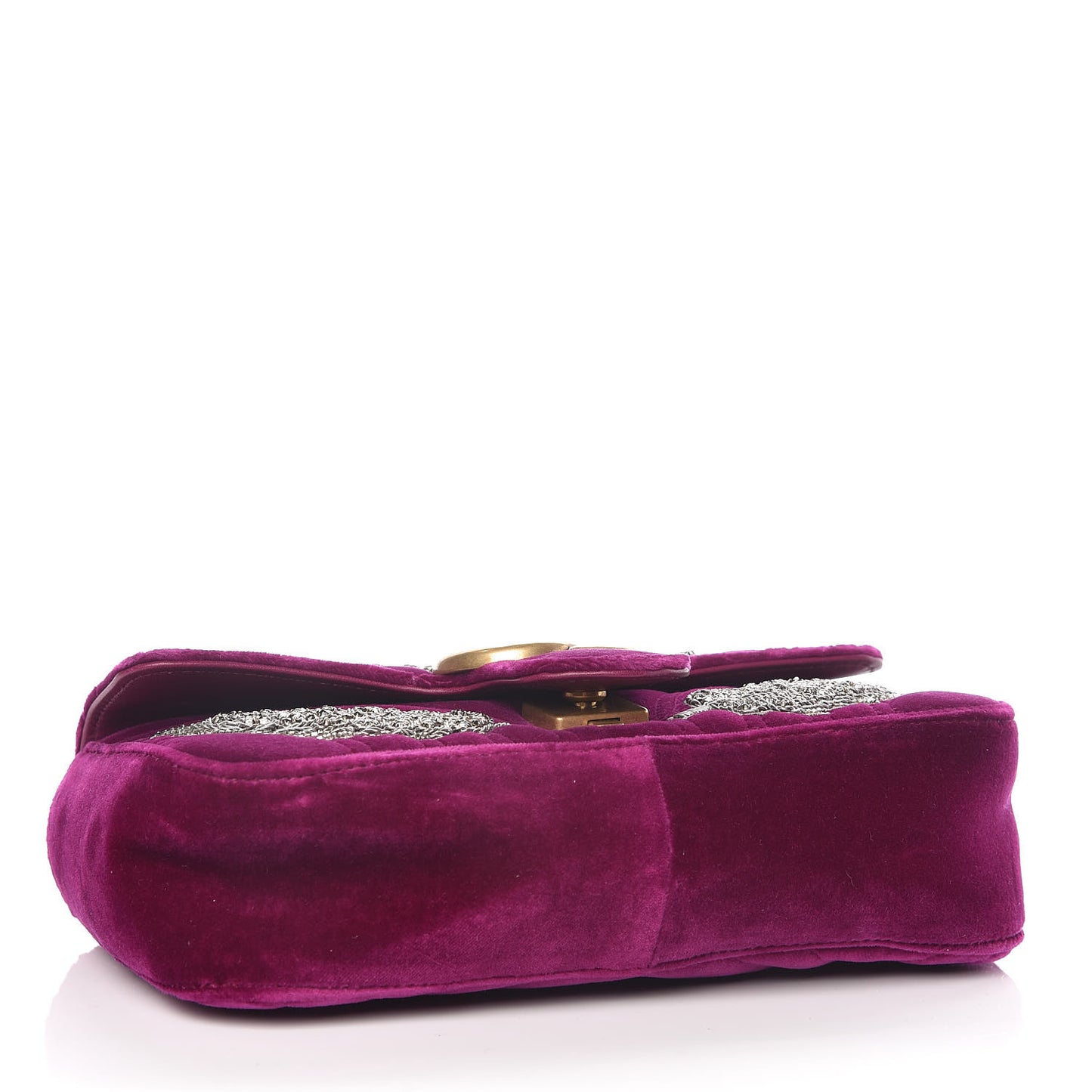 Velvet Matelasse Embroidered Mini GG Marmont Shoulder Bag Bordeaux