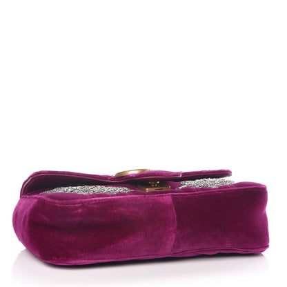 Gucci Velvet Matelasse Embroidered Mini GG Marmont Shoulder Bag Bordeaux 4 of 10
