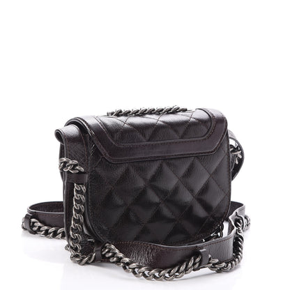 Chanel Shiny Goatskin Quilted Small Double Chained Messenger Flap Burgundy 3 of 7
