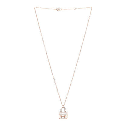 Hermes 18K Rose Gold Diamond Constance Amulettes Pendant Necklace 3 of 6