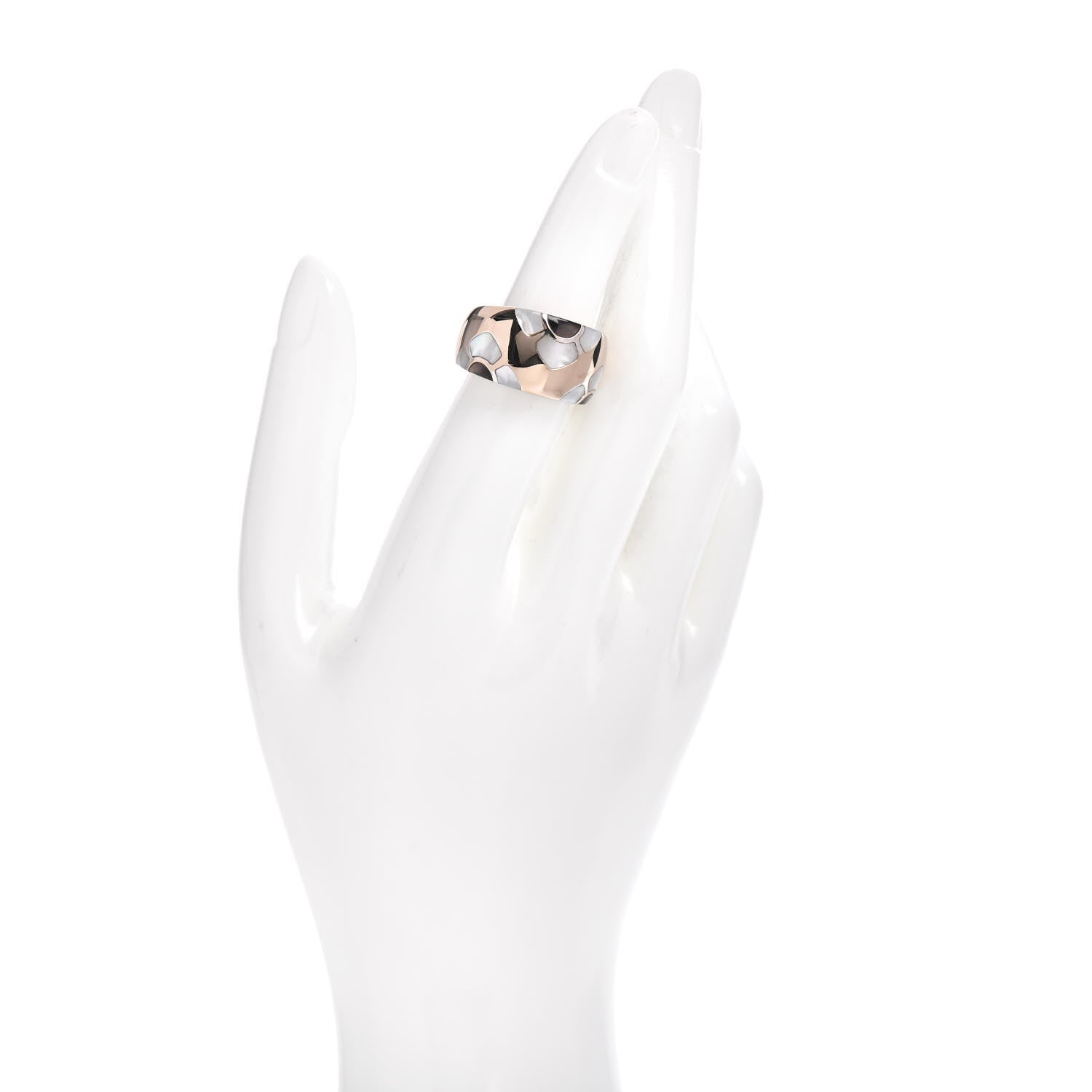 Van Cleef & Arpels 18K White Gold Mother of Pearl Marqueterie Ring 53 6.5 2 of 5