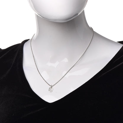 Gucci 18K White Gold Diamond Running GG Pendant Necklace 2 of 7