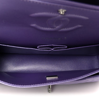Chanel Metallic Lambskin Quilted Medium Double Flap Purple 4 of 11