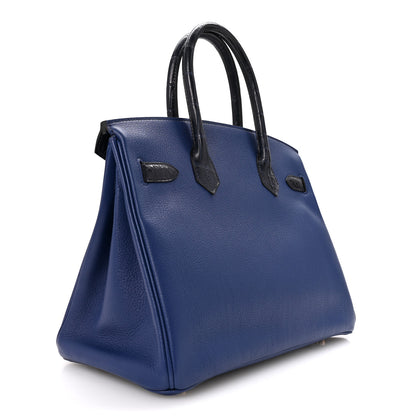 Hermes Taurillon Novillo Matte Alligator Birkin Touch 30 Bleu Saphir Bleu Marine 3 of 12