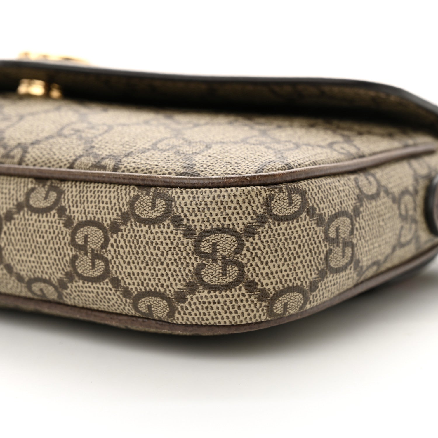 Gucci GG Supreme Monogram Textured Dollar Calfskin Web Mini Ophidia Envelope Shoulder Bag Beige Ebony 10 of 12