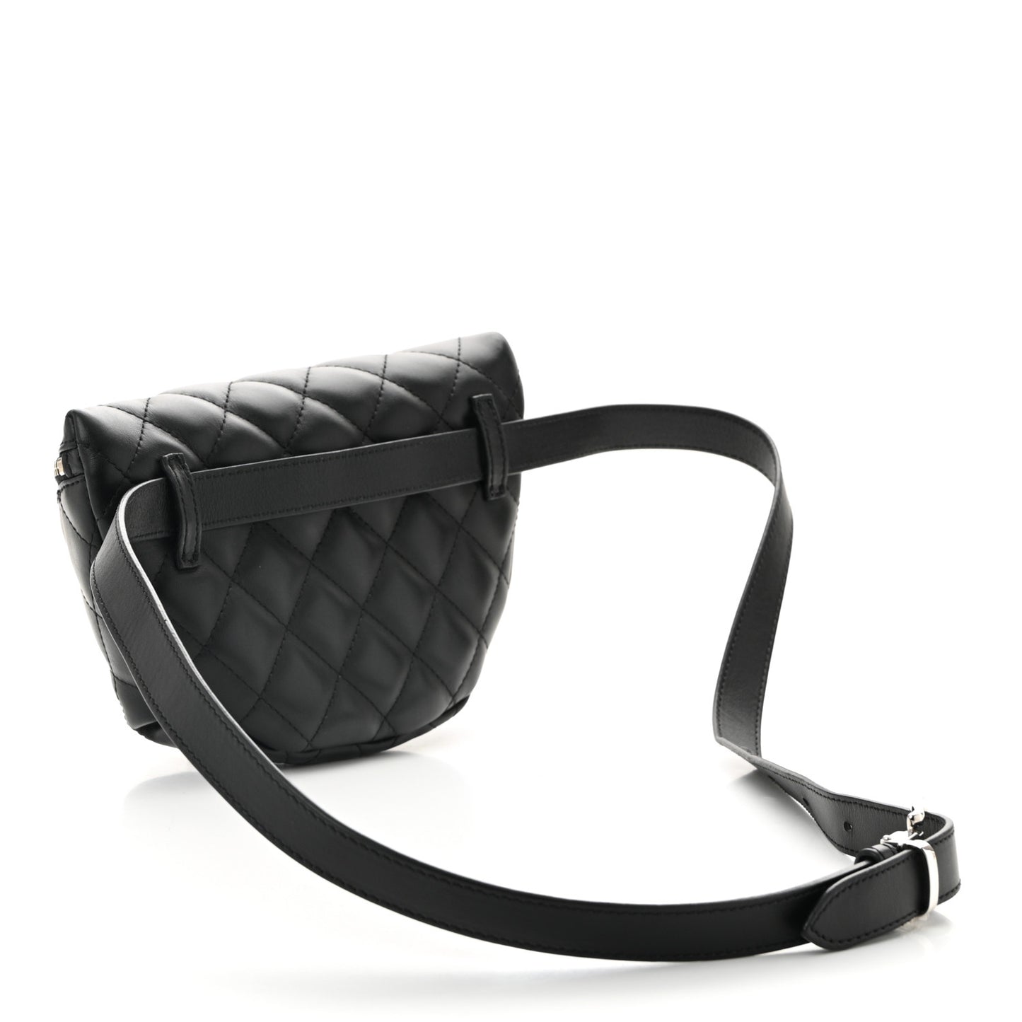 Calfskin Quilted Waist Belt Bag Black