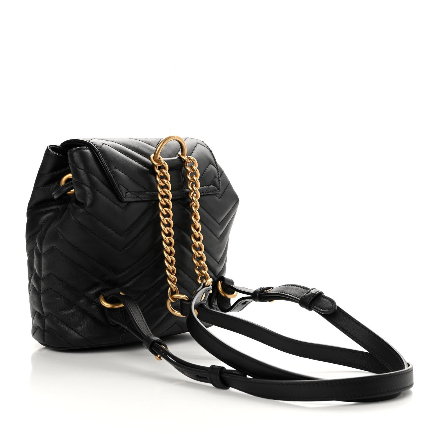 Gucci Calfskin Matelasse GG Marmont Flap Backpack Black 3 of 10