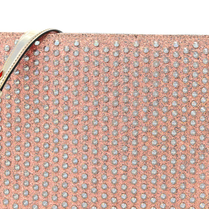 Christian Louboutin Metallic Calfskin Glitter Quadro Spikes Loubiclutch Rosegold 7 of 9