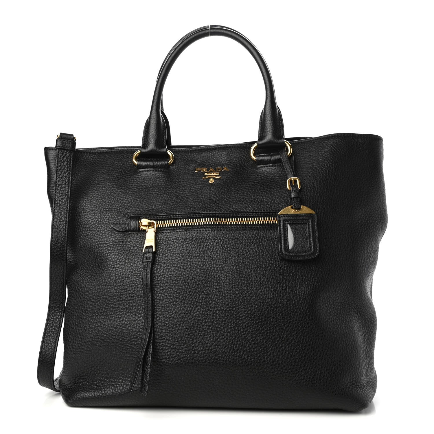 Prada Vitello Daino Tote Black 1 of 9