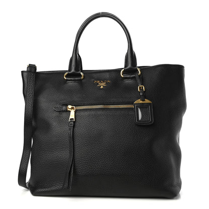 Prada Vitello Daino Tote Black 1 of 9