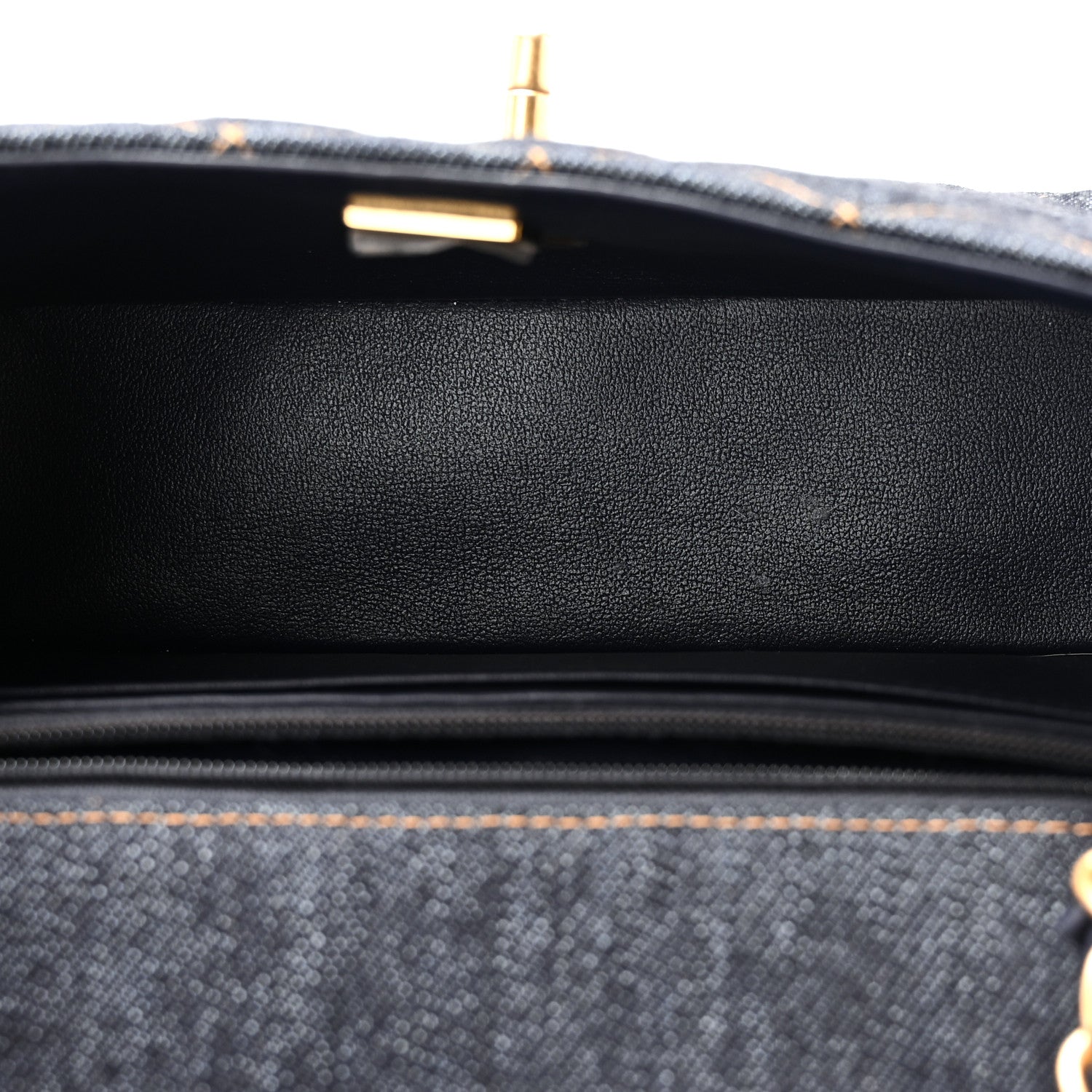 Chanel Denim Quilted Mini Rectangular Flap Dark Blue Orange 5 of 10