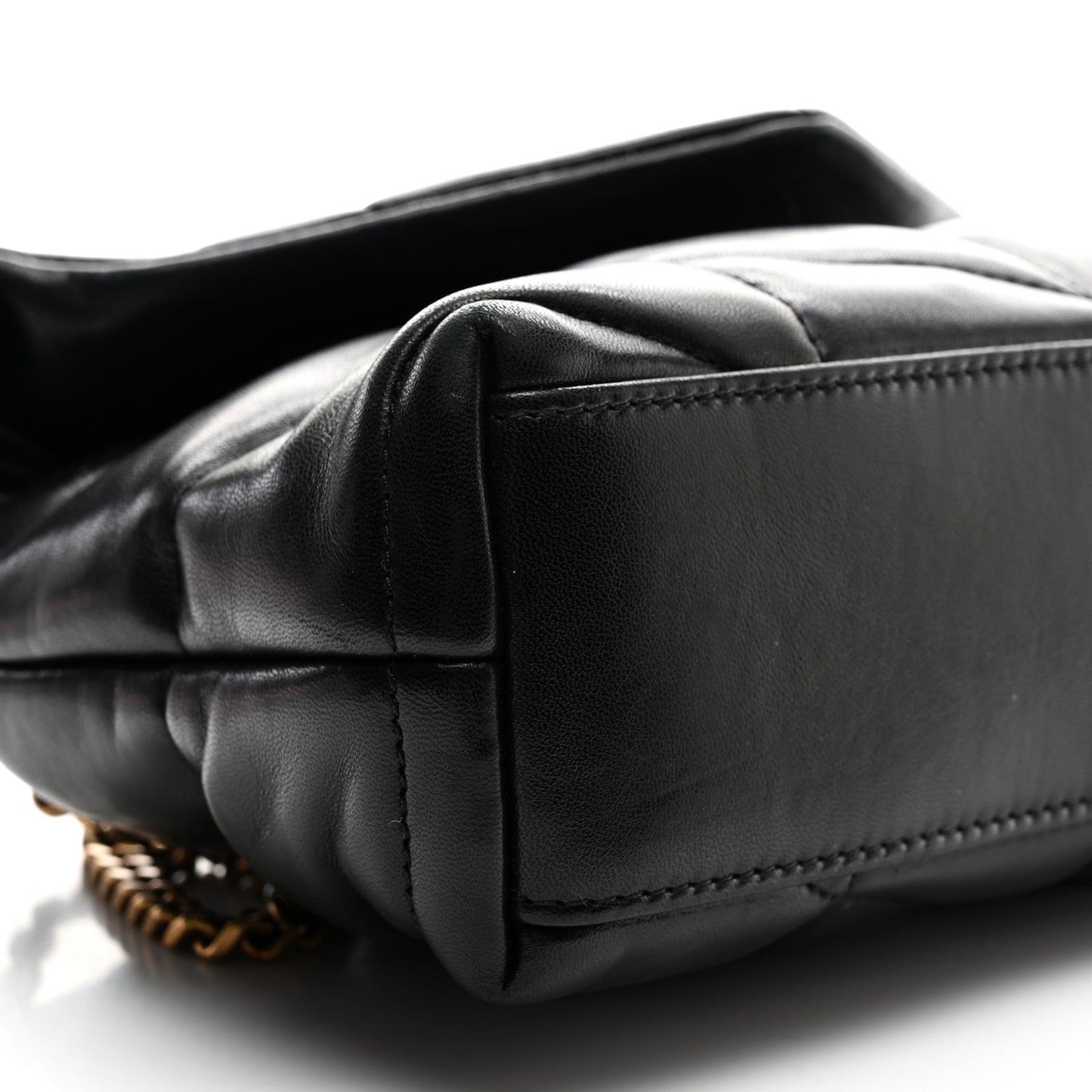 Lambskin Quilted Toy Loulou Puffer Monogram Chain Satchel Black