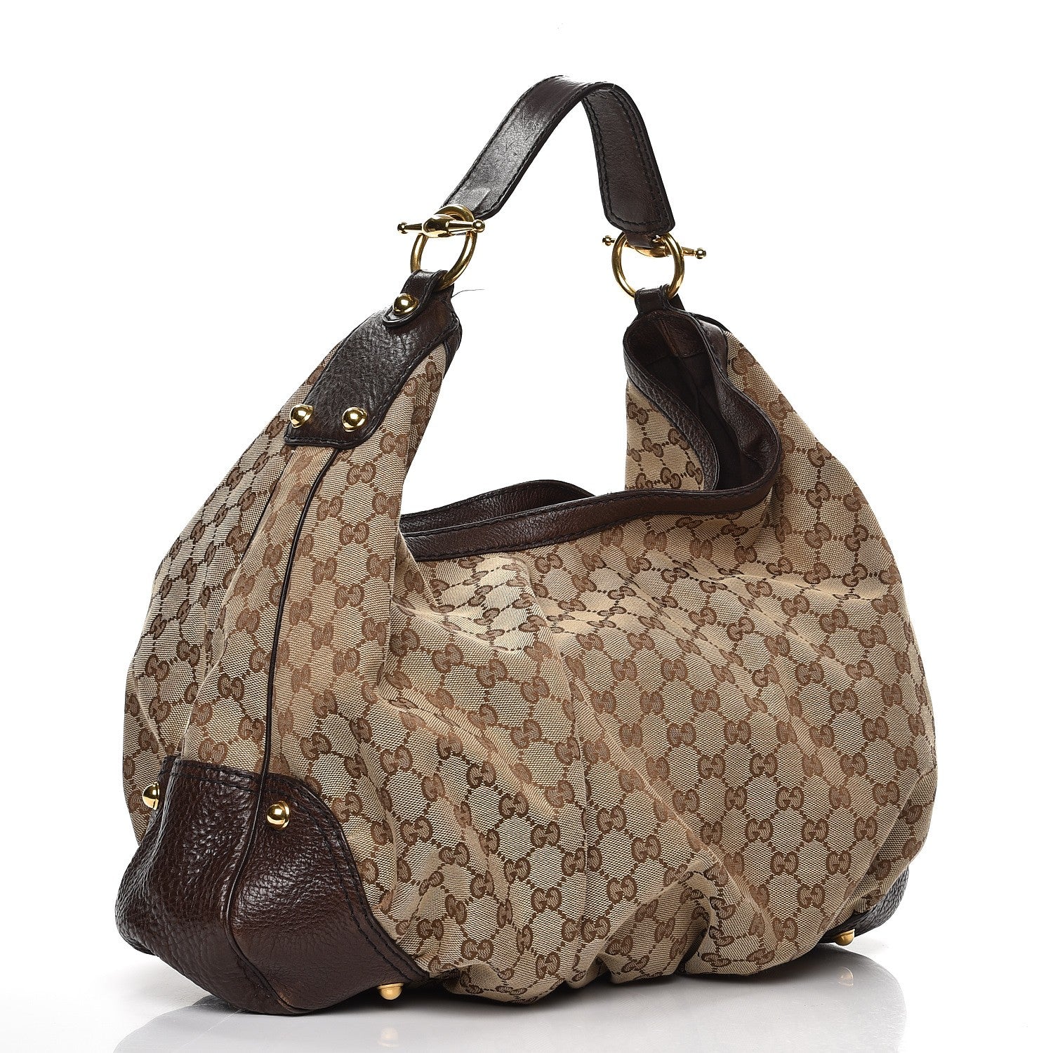 Gucci Monogram Large Jockey Hobo Dark Brown 3 of 9