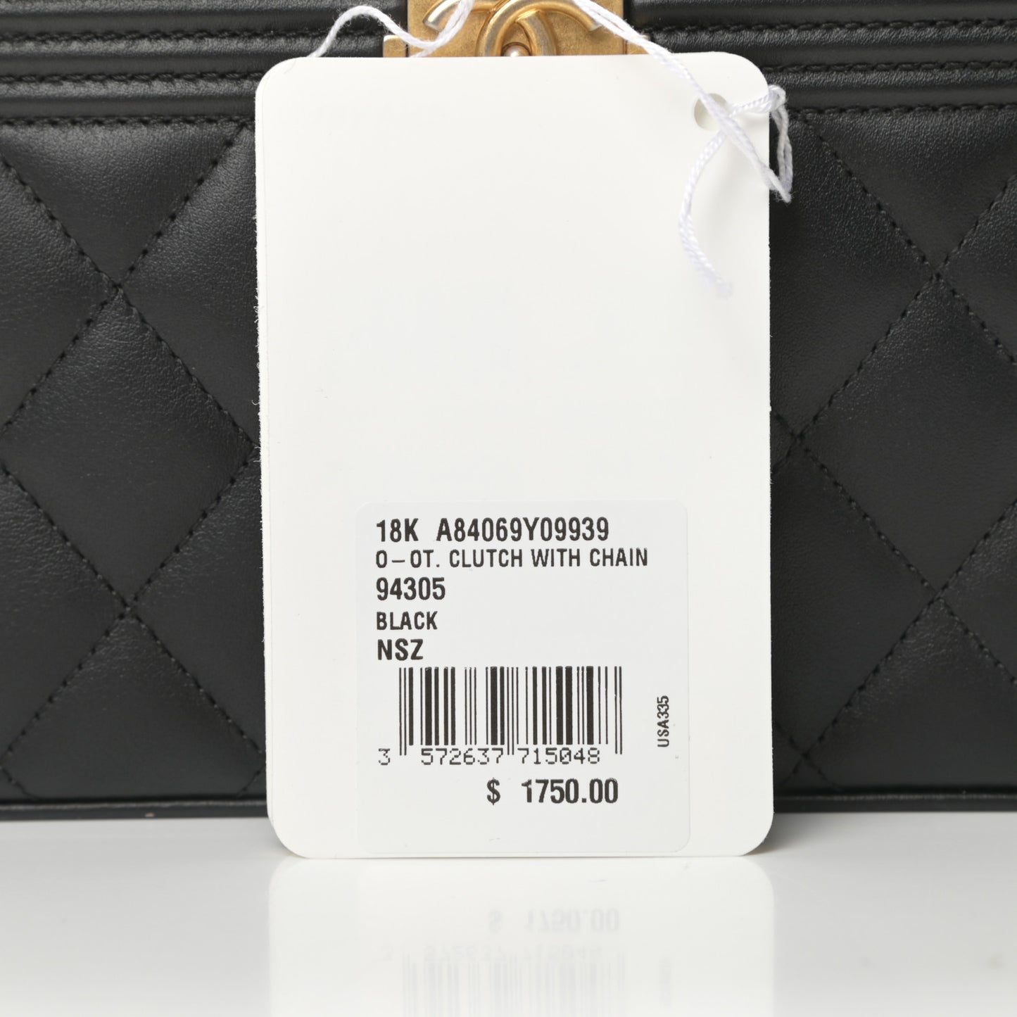 Lambskin Quilted Small Boy Clutch With Chain Black