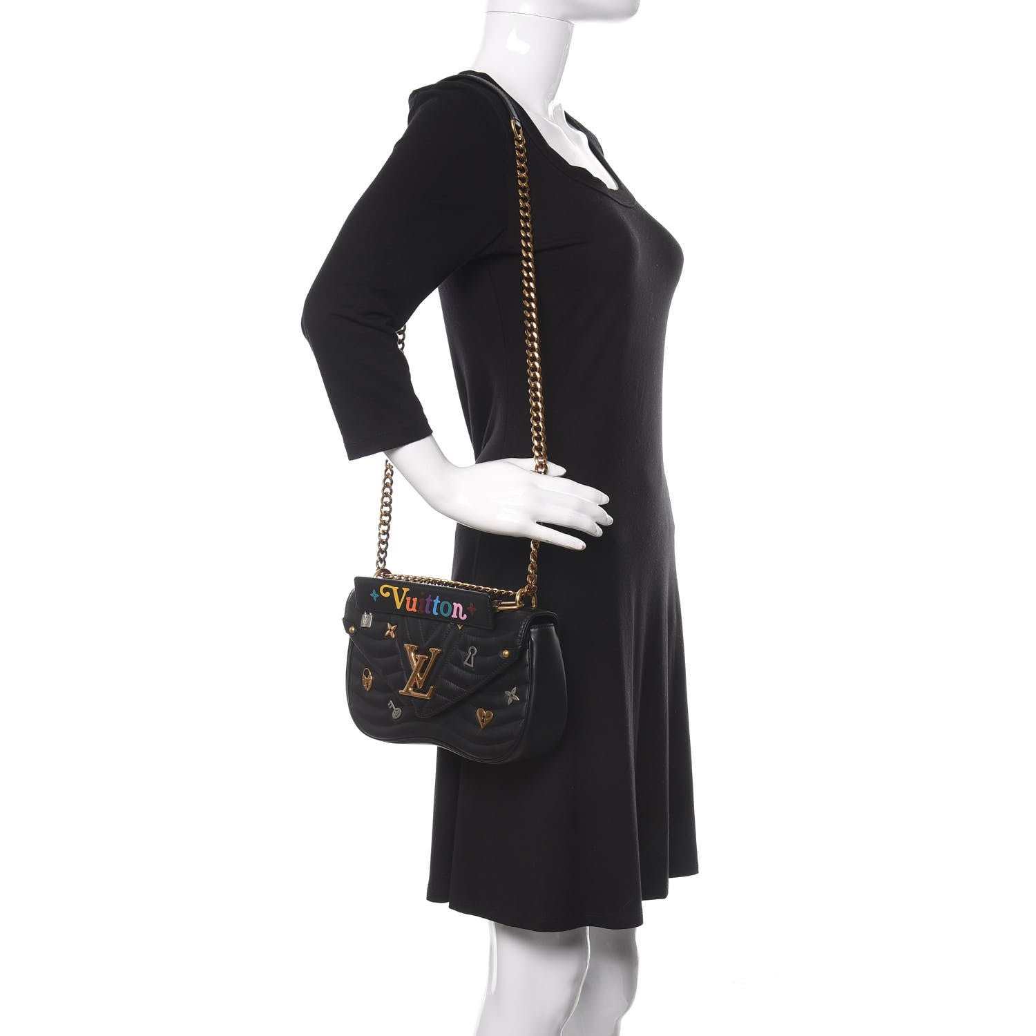 Louis Vuitton Calfskin Love Lock New Wave Chain MM Black 2 of 8