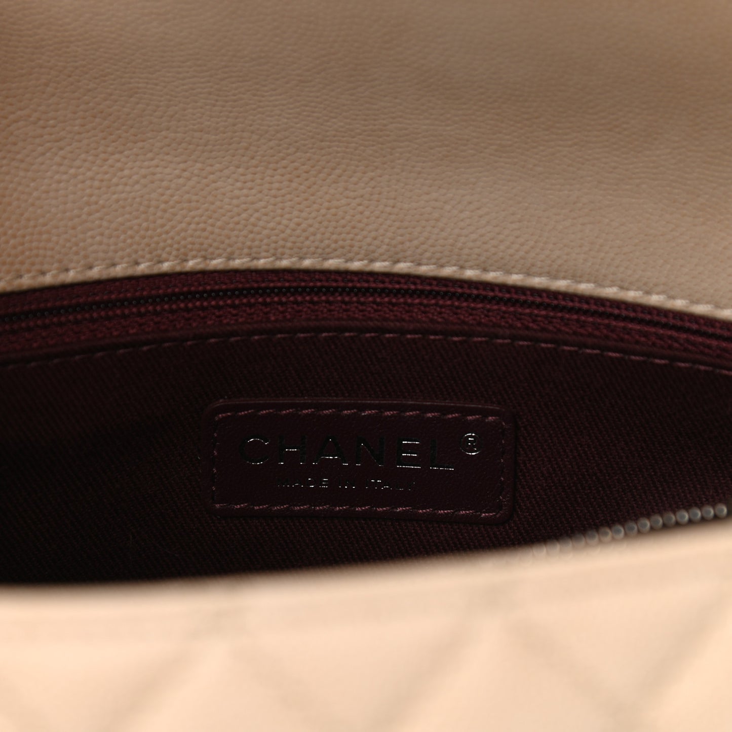 Caviar Quilted Small Coco Handle Flap Light Beige