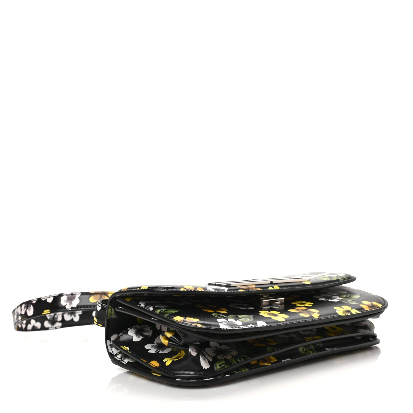Calfskin Floral Print Small Gossip Bag Black