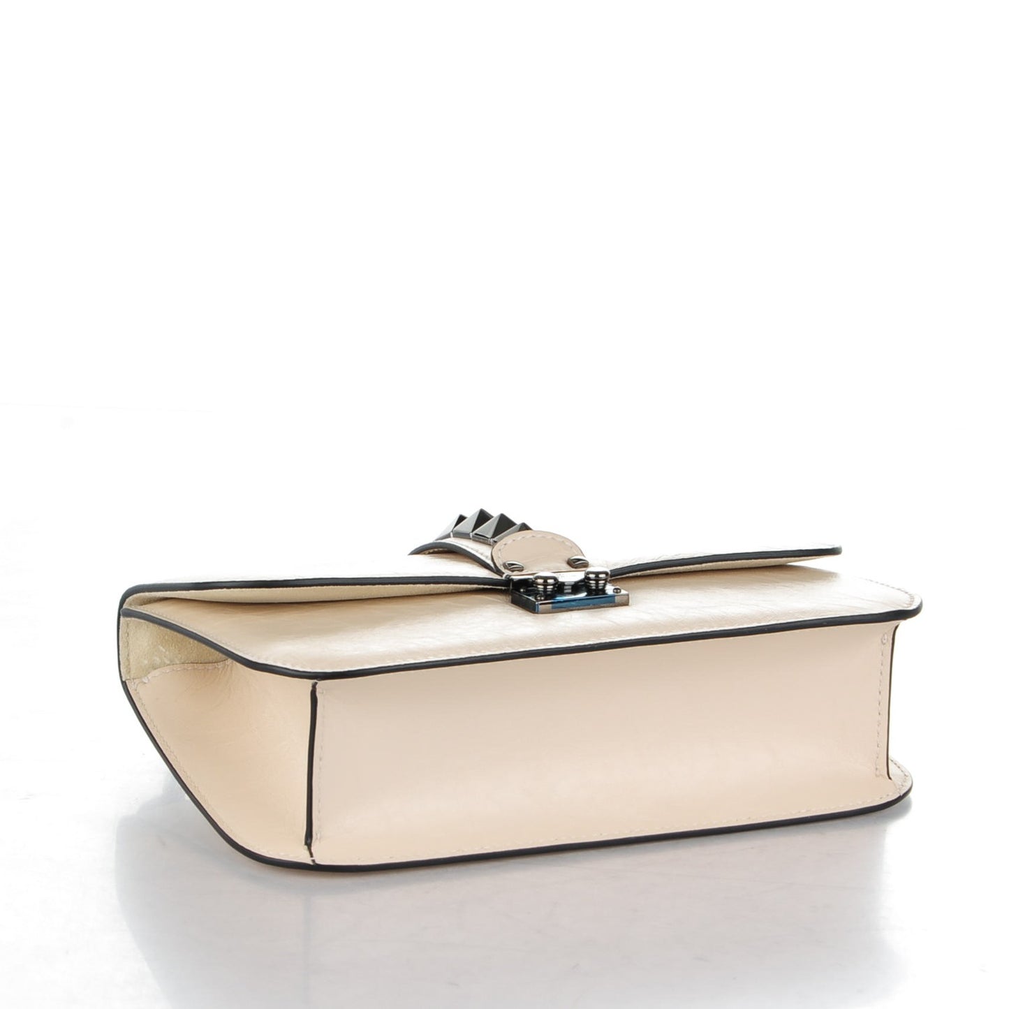 Craquele Calfskin Medium Glam Lock Rockstud Flap Light Ivory