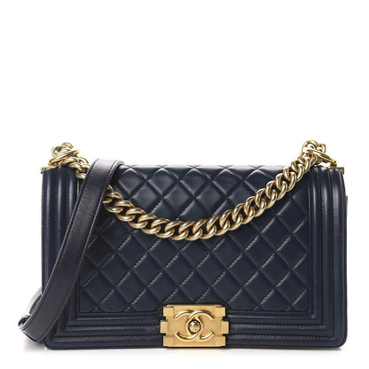 Chanel Lambskin Quilted Medium Boy Flap Dark Navy 1 of 14