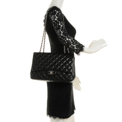 Chanel Lambskin Quilted Jumbo Single Flap Black 2 of 8