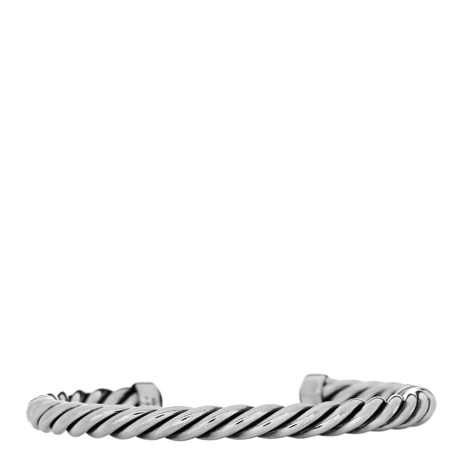 David Yurman Sterling Silver Onyx 6mm Cable Classic Cuff Bracelet 2 of 3
