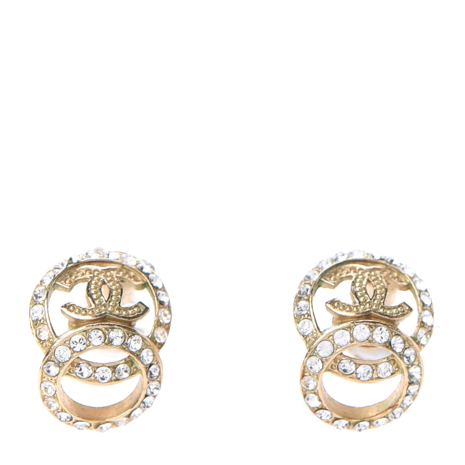 Chanel Crystal CC Earrings Gold 1 of 5