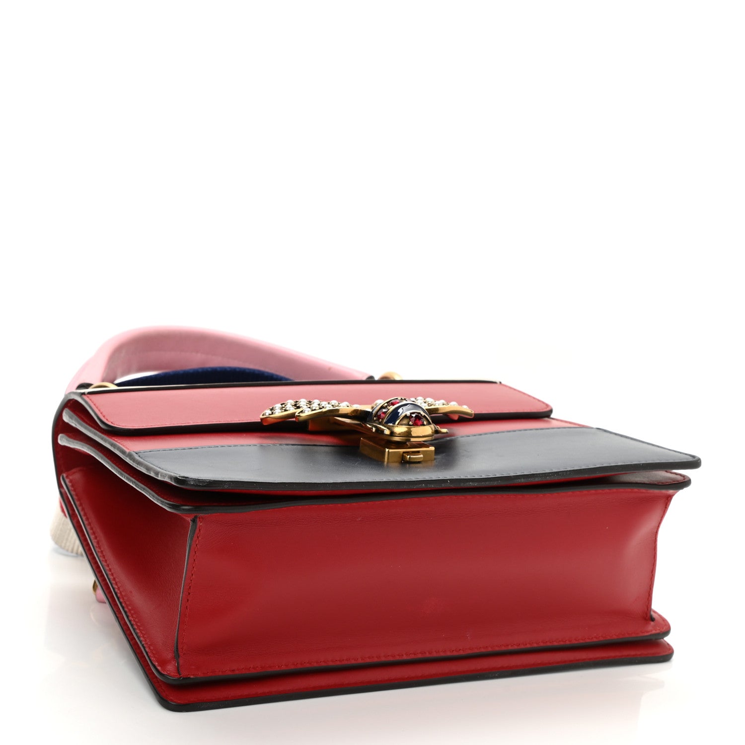Gucci Calfskin Sylvie Web Small Queen Margaret Top Handle Bag Blue Agata Hibiscus Red Mystic White Sugar Pink 3 of 14