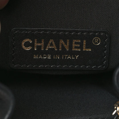 Chanel Calfskin Stitched Small Egyptian Amulet Drawstring Bag Black 6 of 11
