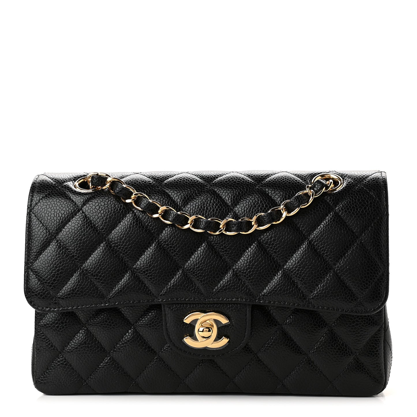 Caviar Quilted Small Double Flap Black
