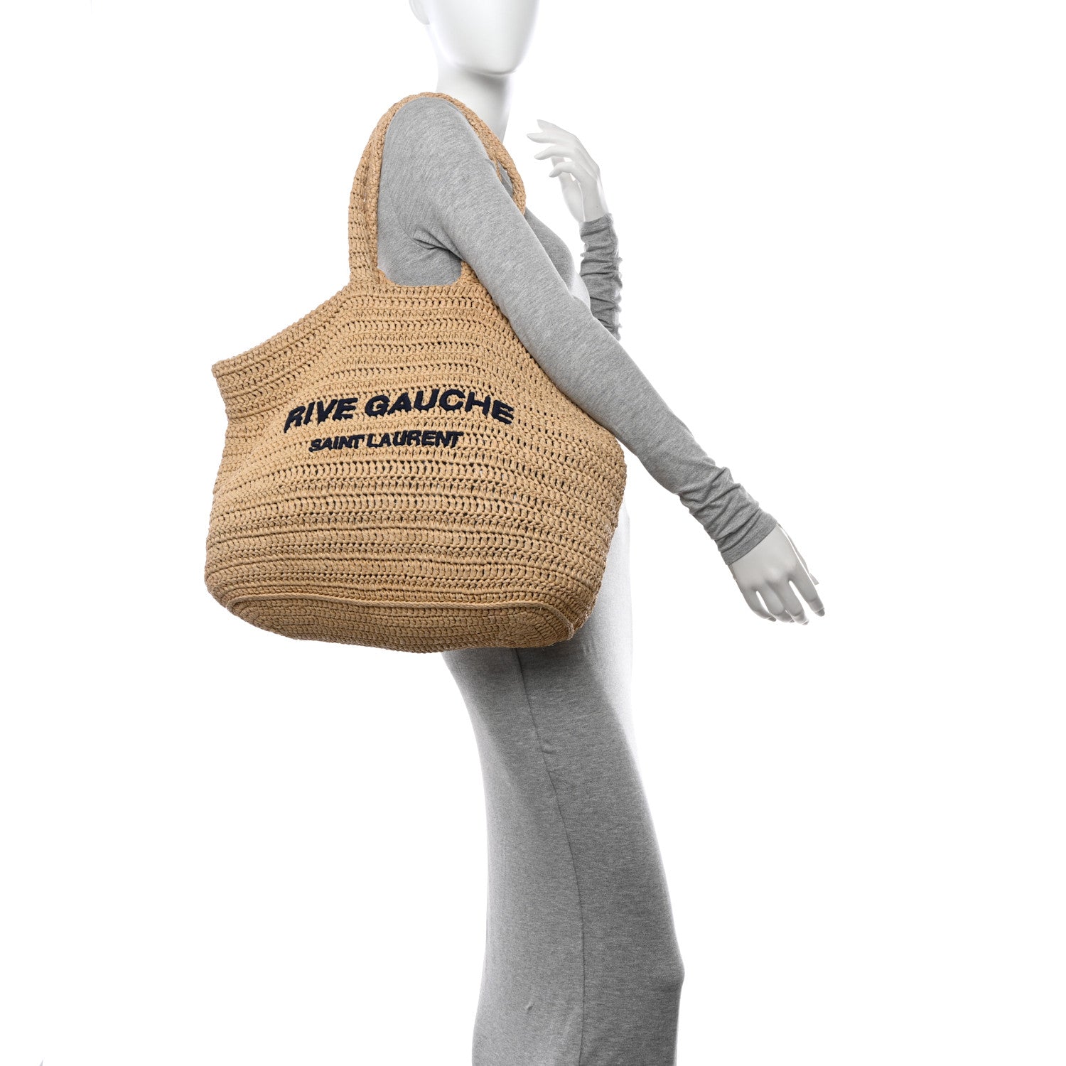 Saint Laurent Raffia Rive Gauche Tote Natural 2 of 10