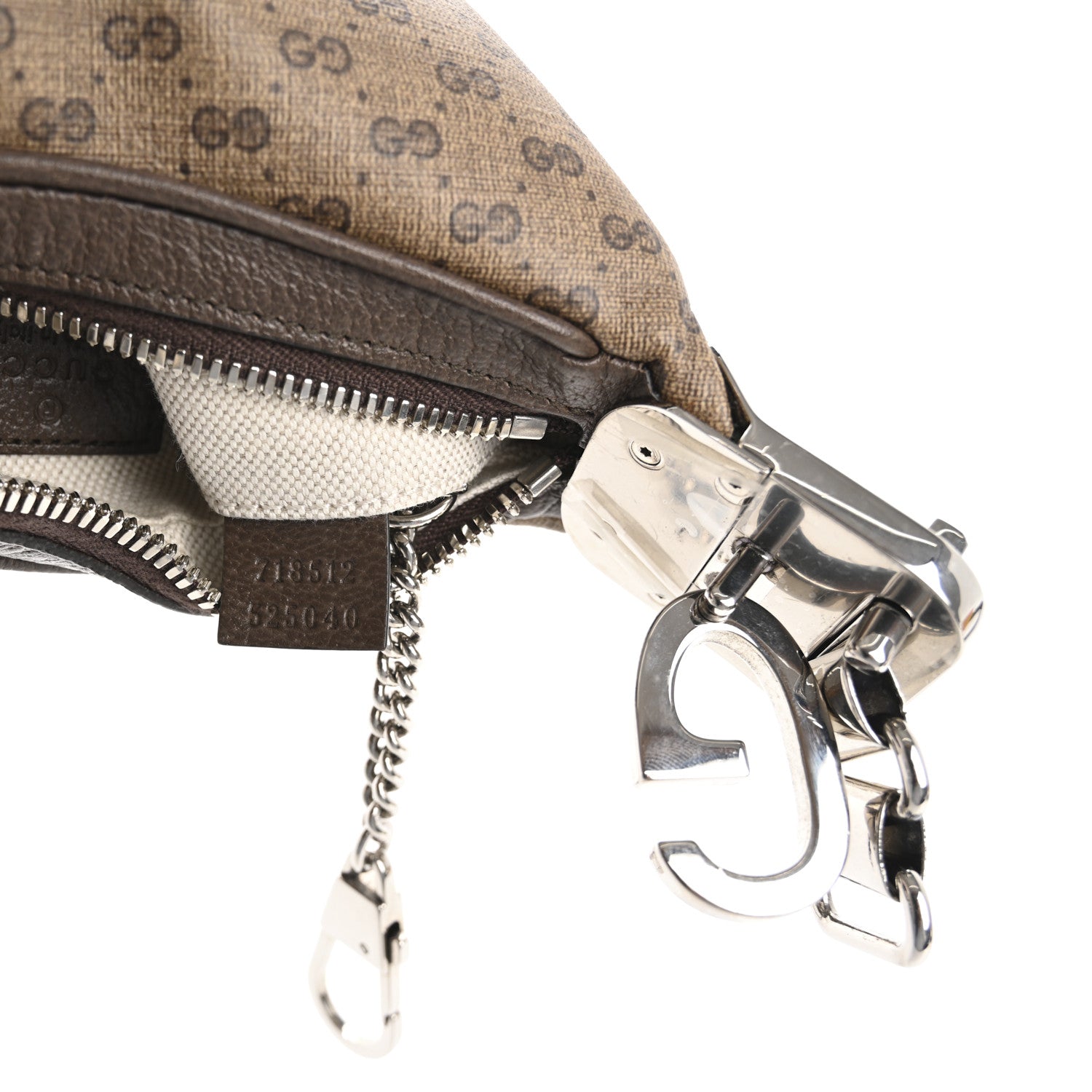 Gucci GG Supreme Monogram Textured Calfskin Web Mini Attache Hobo Beige Ebony New Acero 7 of 12