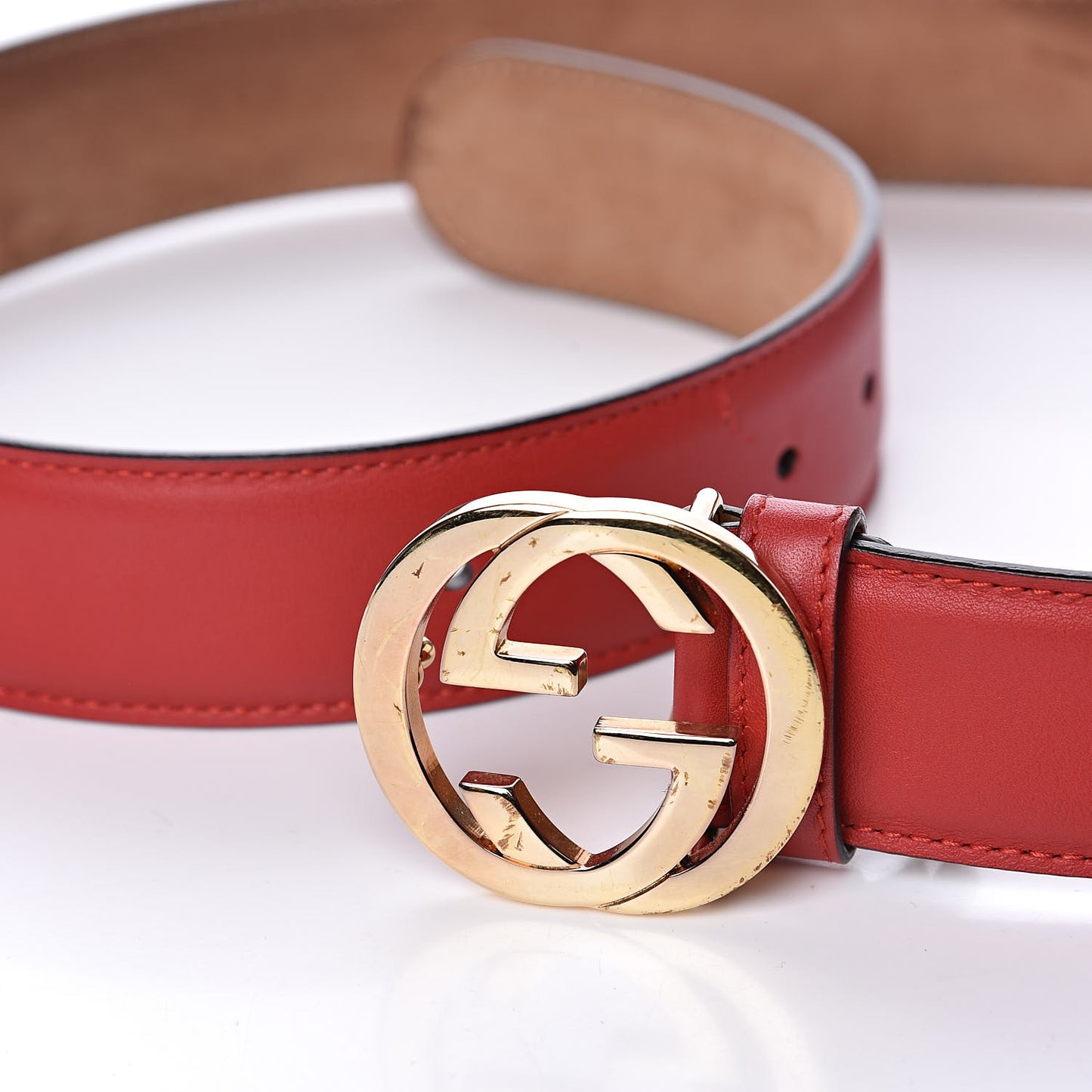 Moon Calfskin Interlocking G 37mm Belt 85 34 Tabasco