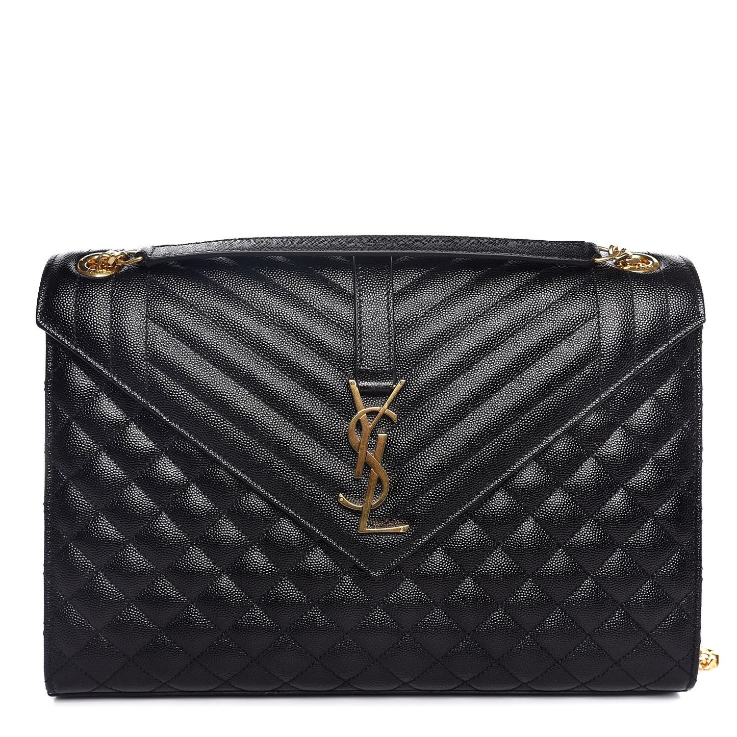 Grain De Poudre Textured Mixed Matelasse Large Triquilt Monogram Satchel Black