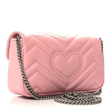 Gucci Calfskin Matelasse Super Mini GG Marmont Shoulder Bag Wild Rose 3 of 11