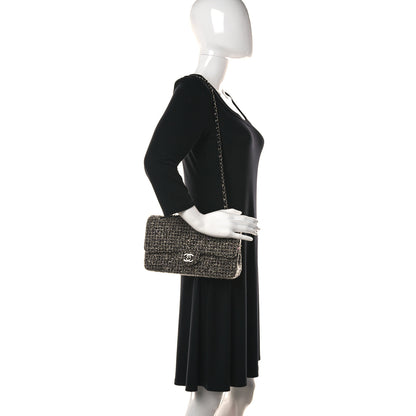 Chanel Metallic Tweed Medium Double Flap Black White 2 of 14