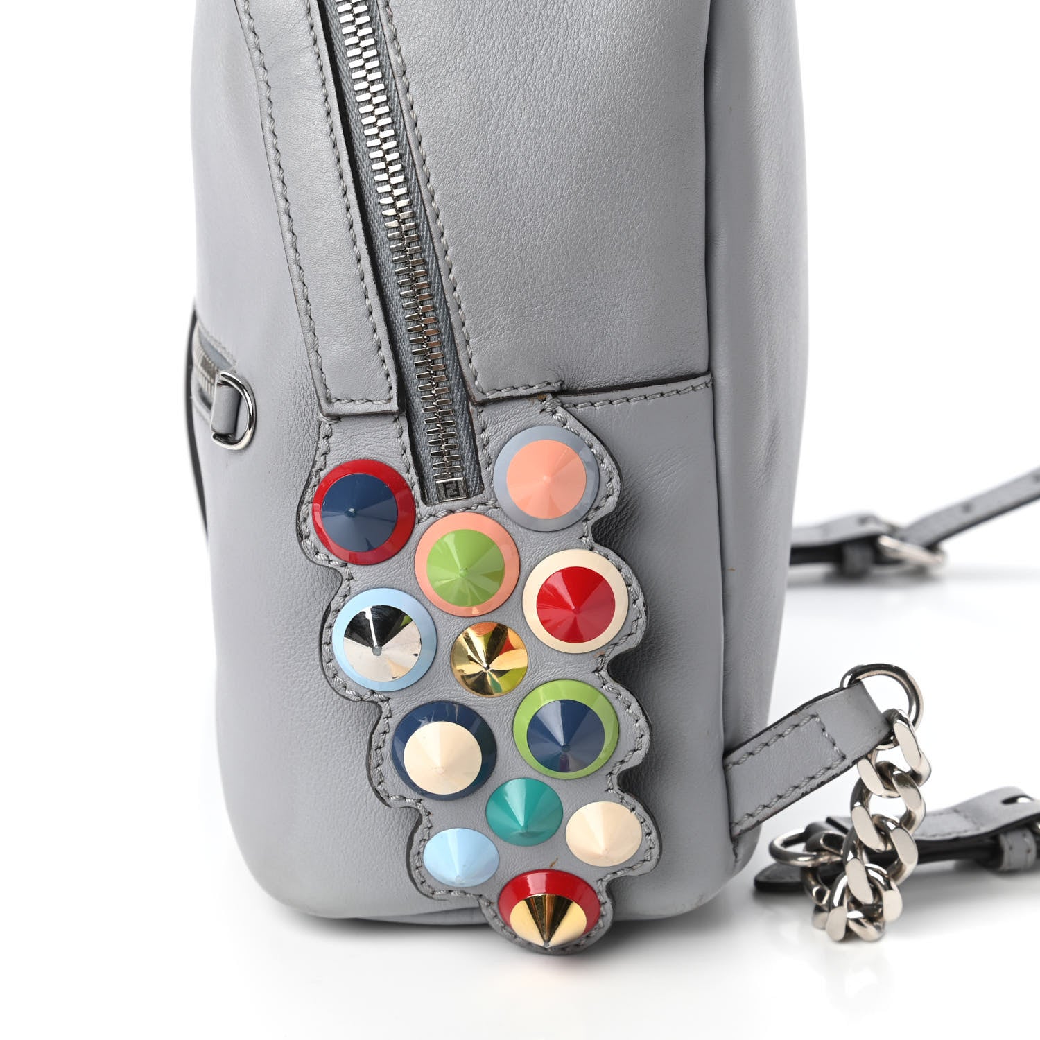 Fendi Vitello Dolce Studded Croc Tail Mini Backpack Grey 11 of 13