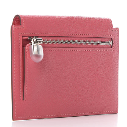 Hermes Chevre Mysore Kelly Pocket Compact Wallet Rose Lipstick 3 of 11