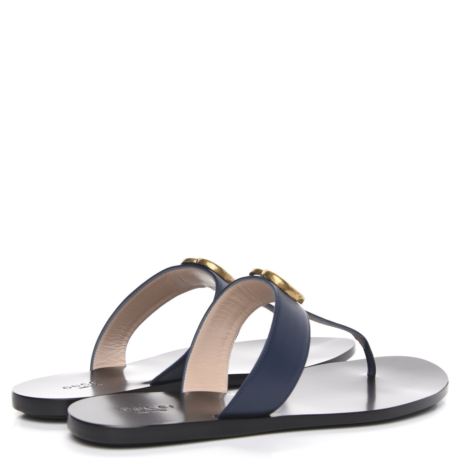 Gucci Calfskin GG Marmont Thong Sandals 38.5 Blue Agata 4 of 8