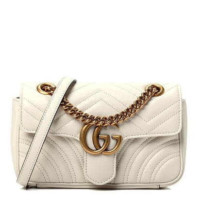 Gucci Calfskin Matelasse Mini GG Marmont Shoulder Bag White 1 of 4