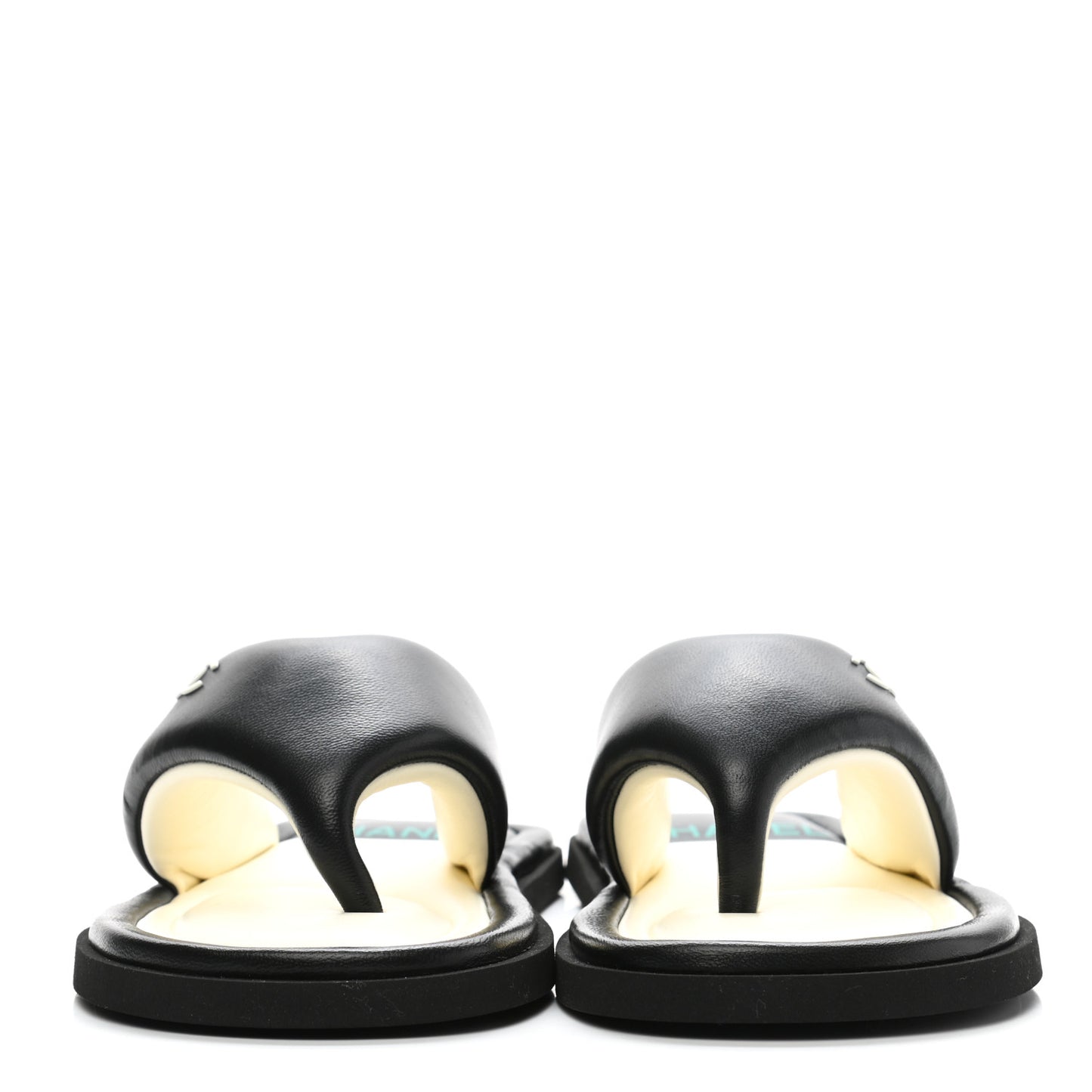 Lambskin Padded Pool Thong Sandals 40 Black